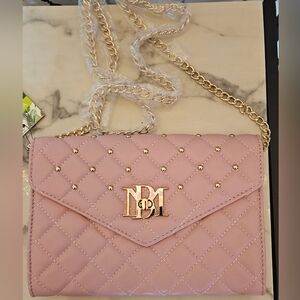 NWT Badgley Mischka Vegan Leather Purse Diamond Quilted Blush Pink Crossbody Bag
